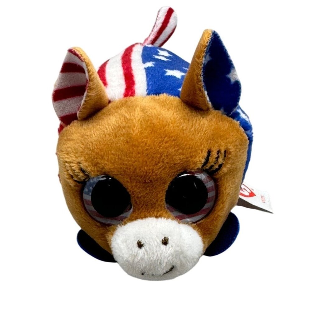 Ty Beanie Ballz "Vote" Patriotic Plush Toy 2016 USA Flag Design Red White & Blue